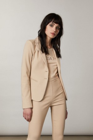 Beige Patrizia Pepe 2-button Slim Jacket | GIH591867