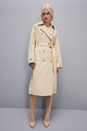 Beige Patrizia Pepe Cotton Over Trench Coat | XPD419608