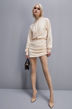 Beige Patrizia Pepe Long-sleeved Fleece Dress | RWQ548917