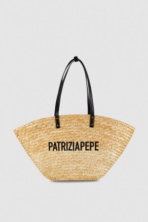 Beige Patrizia Pepe Straw Shopper | BAD846570