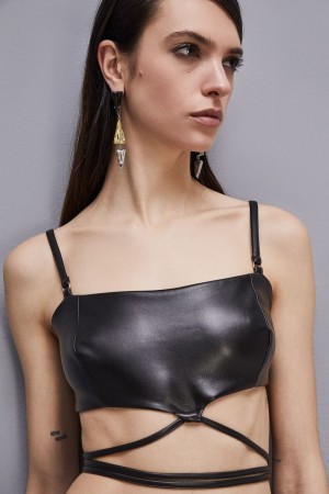 Black Patrizia Pepe Bandeau Bra With Straps | SNI987506