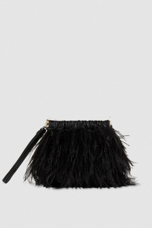 Black Patrizia Pepe Crossbody Bag With Feathers | ESV836125