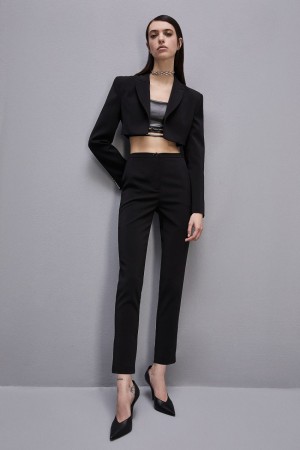 Black Patrizia Pepe Essential Cigarette Pants | AKY286147