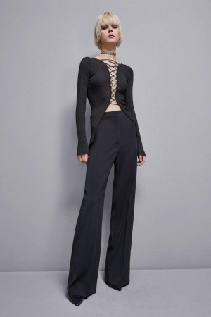 Black Patrizia Pepe Essential Crepe Palazzo-fit Pants | CAO854203