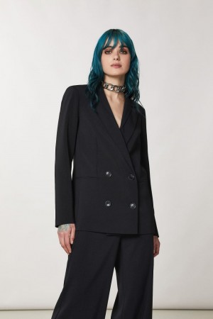 Black Patrizia Pepe Essential Double-breasted Jacket | KWL463205