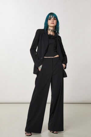 Black Patrizia Pepe Essential Palazzo Pants | DEW048913