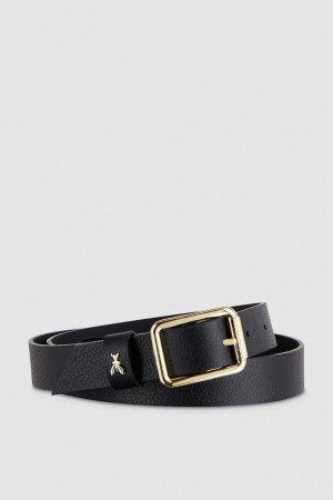 Black Patrizia Pepe Hammered Leather Low-waist Belt | EJN843052