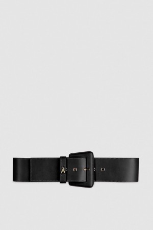 Black Patrizia Pepe High-waisted Belt With Leather Lining | EJY206893