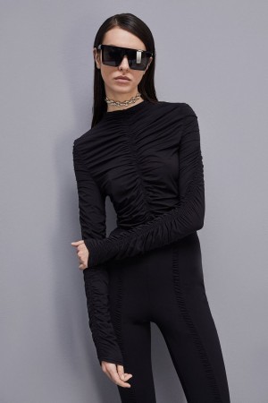 Black Patrizia Pepe Jersey Sweater With Zipper | YAX294801