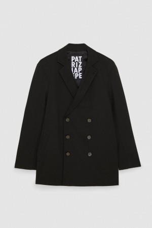 Black Patrizia Pepe Lined Double-breasted Coat | VLE617508