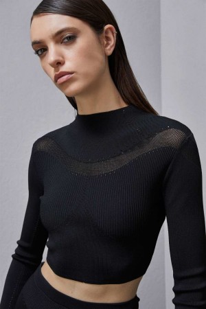 Black Patrizia Pepe Long-sleeved Viscose Blend Sweater | VSK608321