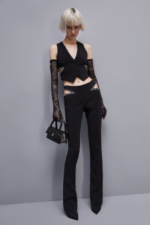 Black Patrizia Pepe Low-waisted Crepe Pants | GJC657038