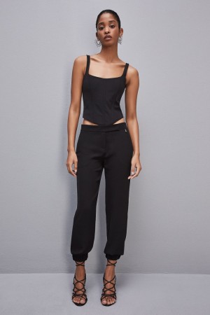 Black Patrizia Pepe Low-waisted Jogger Pants | VQX197248