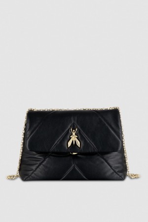 Black Patrizia Pepe Padded Fly Crossbody Bag | LVT439860