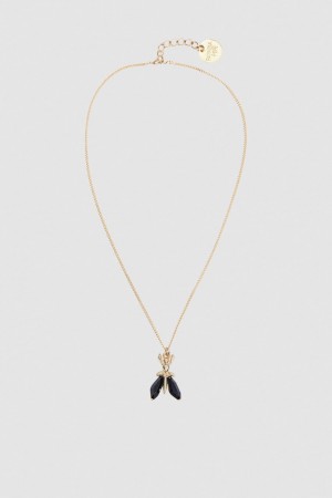 Black Patrizia Pepe Precious Fly Mini Necklace | FNZ317902