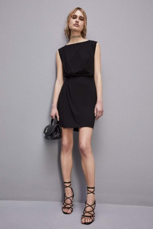 Black Patrizia Pepe Stretch Jersey Boat-neck Dress | DIL291058