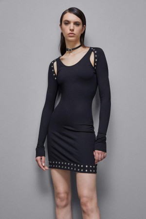 Black Patrizia Pepe Viscose Mini Dress | LYN567891