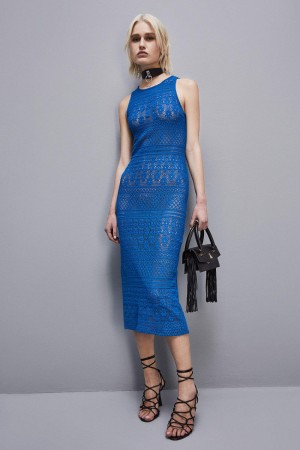 Blue Patrizia Pepe Lace Midi Dress | YIJ603748