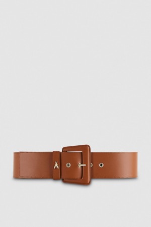 Brown Patrizia Pepe Leather High-waisted Belt | BQV807925