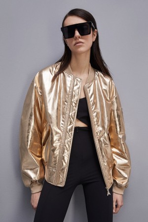 Gold Patrizia Pepe Padded Over Bomber Jacket | BYG649150