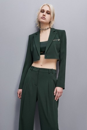 Green Patrizia Pepe Essential Crepe Jacket With Zipper | WNG984316