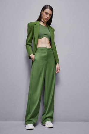 Green Patrizia Pepe Flannel Pants With Pleats | PTN281479