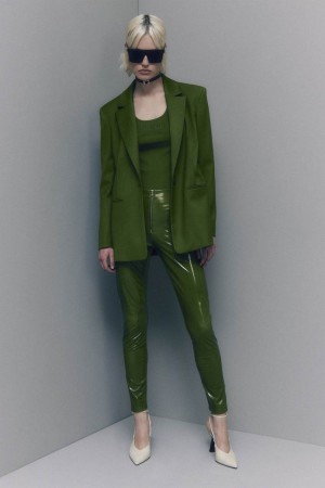 Green Patrizia Pepe High-waisted Faux Leather Leggings | BKJ614750