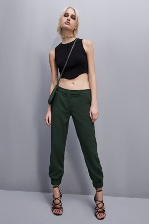 Green Patrizia Pepe Low-waisted Crepe Jogger Pants | WSO587941