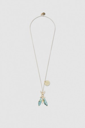 Green Patrizia Pepe Precious Fly Necklace With Stones | SOR432875