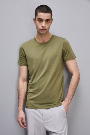 Green Patrizia Pepe Slim Fit T-shirt In Lyocell Jersey And Cotton | UYP138407