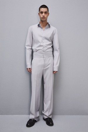 Grey Patrizia Pepe Fitted Shirt Without Pleats In Viscose Twill | LWY598312