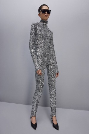 Grey Patrizia Pepe ﻿turtleneck Sequined Jumpsuit | TFX051378