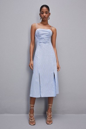 Light Blue Patrizia Pepe Bustier Midi Dress With Straps | DPC364982