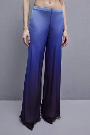 Light Blue Patrizia Pepe Chiffon Pants With Degradè Print | ITS824570