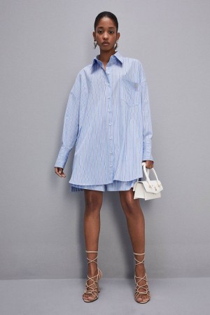 Light Blue Patrizia Pepe Mini Over Shirt Dress | XDC845379