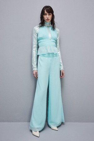 Light Blue Patrizia Pepe Regular Waist Palazzo Pants | PNU012438