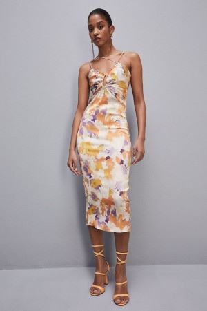 Multicolor Patrizia Pepe Midi Dress With Cut-out And Asymmetrical Straps | JHT739086