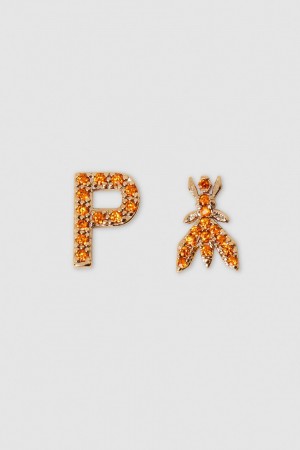 Orange Patrizia Pepe Earrings With Rhinestones | QOX321470