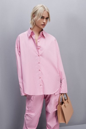 Pink Patrizia Pepe Essential Cotton Over Shirt | XCT872394