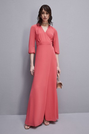 Pink Patrizia Pepe Extra Long Wrap Dress In Georgette | LRJ604785