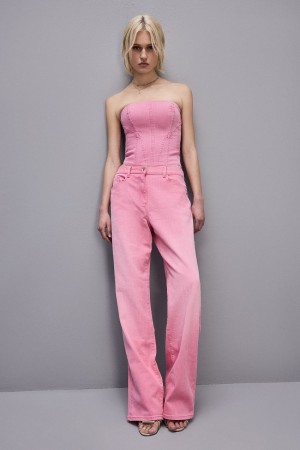 Pink Patrizia Pepe Low Waist Straight Pants | MER136745