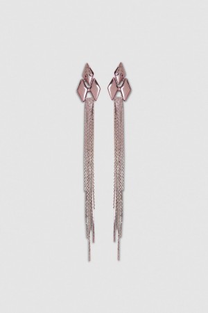 Pink Patrizia Pepe Pendant Earrings With Micro Fly Links And Metal Fringing | WPN145096