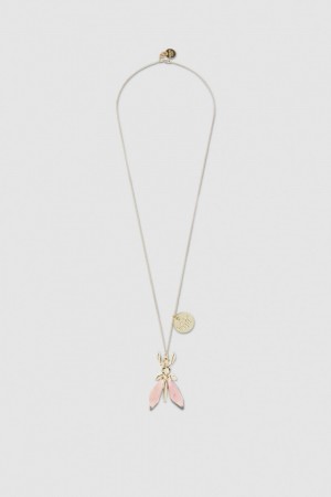 Pink Patrizia Pepe Precious Fly Necklace With Stones | LFV602749