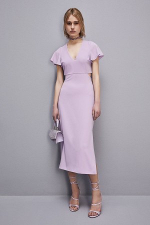 Purple Patrizia Pepe Cut-out Midi Dress In Sablè Crepe | CNI831457