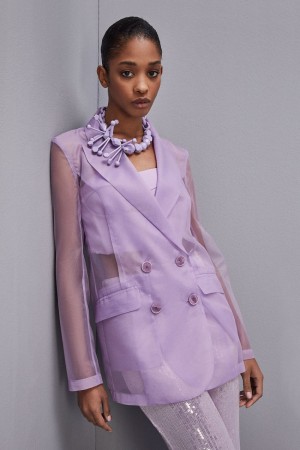 Purple Patrizia Pepe Double-breasted Jacket With Regular Sleeves | SAB089417