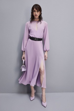 Purple Patrizia Pepe Double-breasted-effect Dress With Soft Sleeves | HMT021673