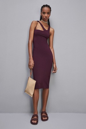 Purple Patrizia Pepe Essential Stretch Jersey Sleeveless Dress | DPE682053