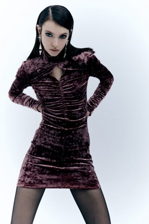 Purple Patrizia Pepe Essential Velvet Dress | HOD192843