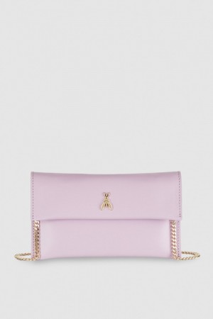 Purple Patrizia Pepe Leather Clutch Bag With Chain Shoulder Strap | BCG450296