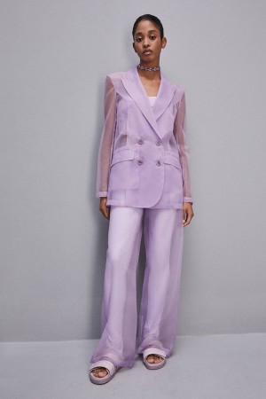 Purple Patrizia Pepe Low-waisted Palazzo Fit Pants In Jersey | LCD135809